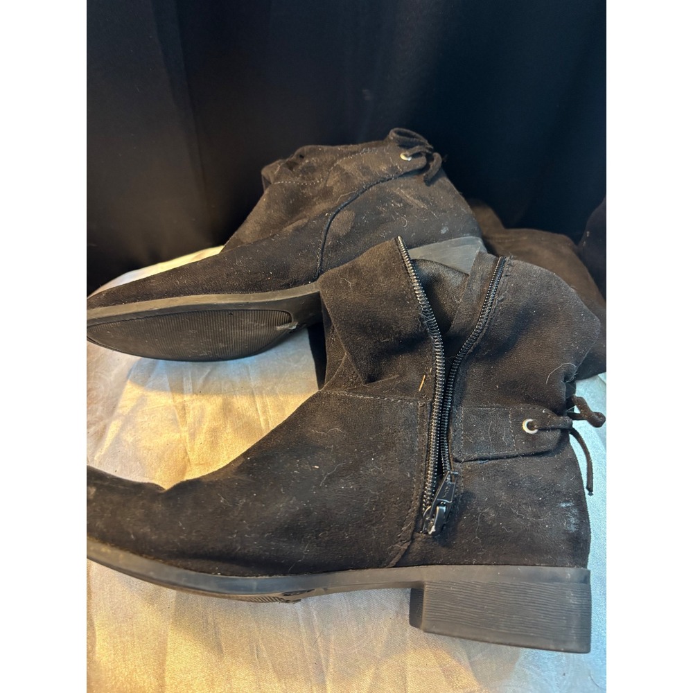 Aldo Black Faux Suede Over The Knee Boots Low Block Heel Size 37 US 6.5-7
